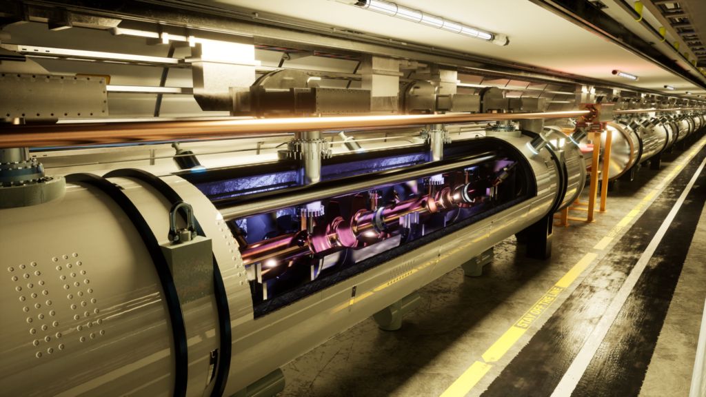 Vue d’artiste des cavités RF du FCC-ee (Image : CERN)